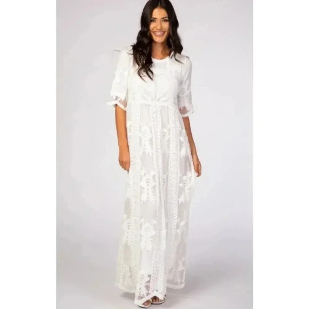 Pinkblush Crochet overlay Maternity Dress